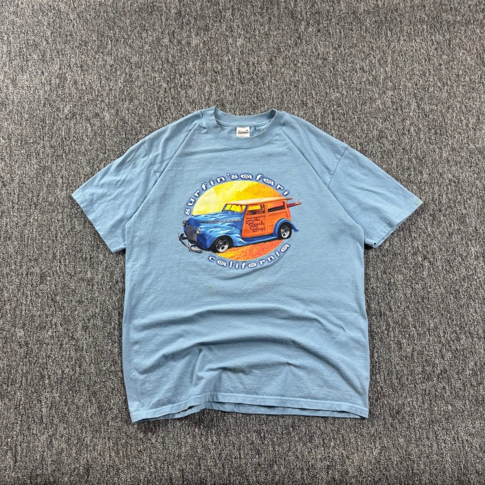 Vintage 90s The Beach Boys Surfin Safari California Graphic Blue T-Shirt XL